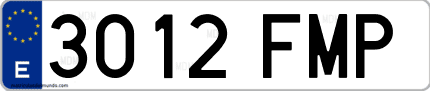 Ejemplo de matrícula de coche ordinaria 3012 FMP