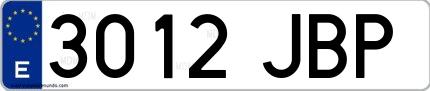 Ejemplo de matrícula española 3012 JBP