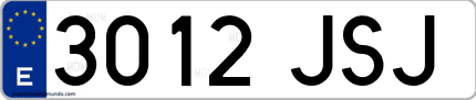 Ejemplo de matrícula de coche ordinaria 3012 JSJ