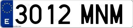 Ejemplo de matrícula española 3012 MNM