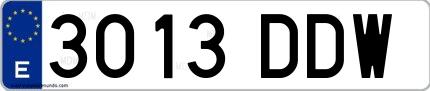 Ejemplo de matrícula española 3013 DDW