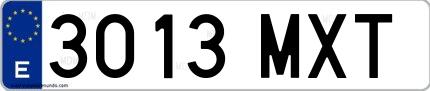 Ejemplo de matrícula española 3013 MXT