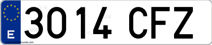 Ejemplo de matrícula de coche ordinaria 3014 CFZ