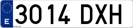 Ejemplo de matrícula de coche ordinaria 3014 DXH