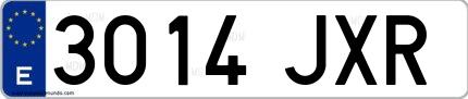 Ejemplo de matrícula española 3014 JXR