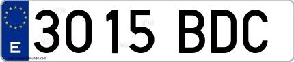 Ejemplo de matrícula española 3015 BDC