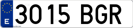 Ejemplo de matrícula de coche ordinaria 3015 BGR