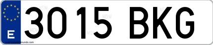 Ejemplo de matrícula española 3015 BKG