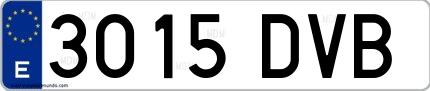 Ejemplo de matrícula española 3015 DVB