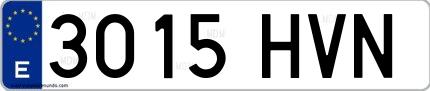 Ejemplo de matrícula española 3015 HVN