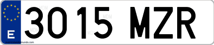 Ejemplo de matrícula de coche ordinaria 3015 MZR