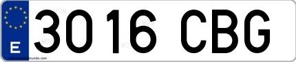 Ejemplo de matrícula española 3016 CBG