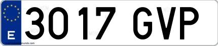 Ejemplo de matrícula española 3017 GVP