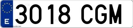 Ejemplo de matrícula española 3018 CGM