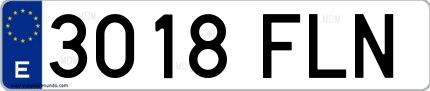 Ejemplo de matrícula española 3018 FLN