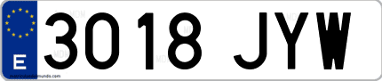 Ejemplo de matrícula de coche ordinaria 3018 JYW