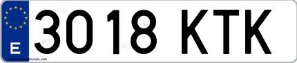 Ejemplo de matrícula española 3018 KTK