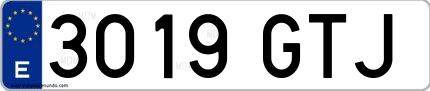 Ejemplo de matrícula española 3019 GTJ