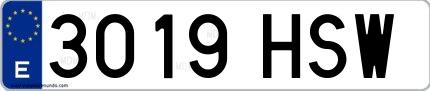 Ejemplo de matrícula española 3019 HSW