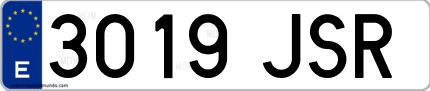 Ejemplo de matrícula de coche ordinaria 3019 JSR