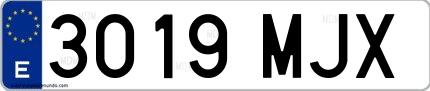 Ejemplo de matrícula española 3019 MJX