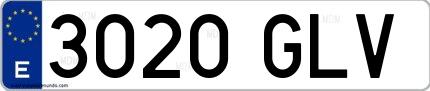 Ejemplo de matrícula española 3020 GLV