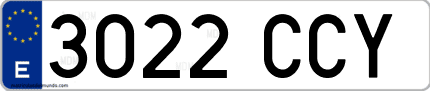 Ejemplo de matrícula de coche ordinaria 3022 CCY