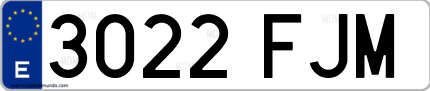 Ejemplo de matrícula de coche ordinaria 3022 FJM
