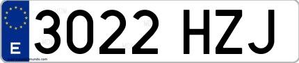 Ejemplo de matrícula española 3022 HZJ