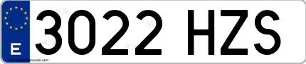 Ejemplo de matrícula española 3022 HZS