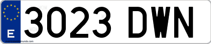 Ejemplo de matrícula de coche ordinaria 3023 DWN