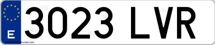 Ejemplo de matrícula española 3023 LVR