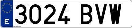 Ejemplo de matrícula española 3024 BVW