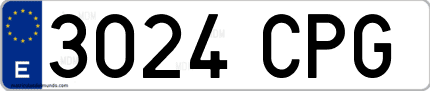 Ejemplo de matrícula de coche ordinaria 3024 CPG