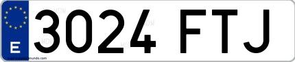 Ejemplo de matrícula española 3024 FTJ