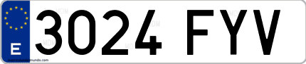 Ejemplo de matrícula de coche ordinaria 3024 FYV