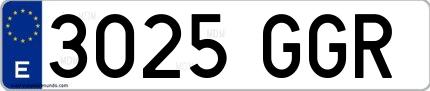 Ejemplo de matrícula española 3025 GGR