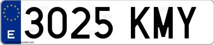 Ejemplo de matrícula española 3025 KMY