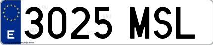 Ejemplo de matrícula española 3025 MSL