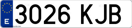 Ejemplo de matrícula de coche ordinaria 3026 KJB