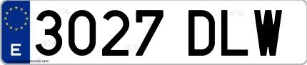 Ejemplo de matrícula española 3027 DLW