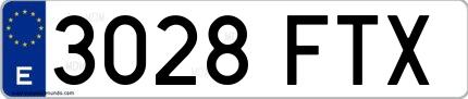 Ejemplo de matrícula española 3028 FTX