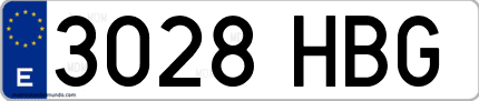 Ejemplo de matrícula de coche ordinaria 3028 HBG