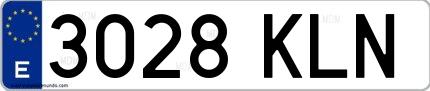 Ejemplo de matrícula española 3028 KLN