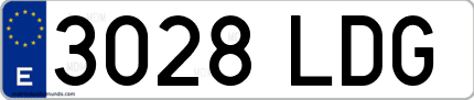 Ejemplo de matrícula de coche ordinaria 3028 LDG