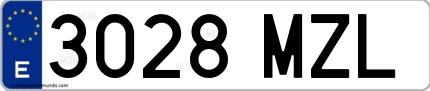 Ejemplo de matrícula española 3028 MZL