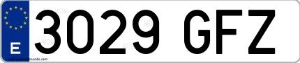 Ejemplo de matrícula española 3029 GFZ