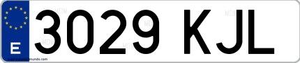 Ejemplo de matrícula española 3029 KJL