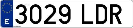 Ejemplo de matrícula española 3029 LDR