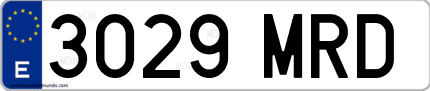 Ejemplo de matrícula de coche ordinaria 3029 MRD